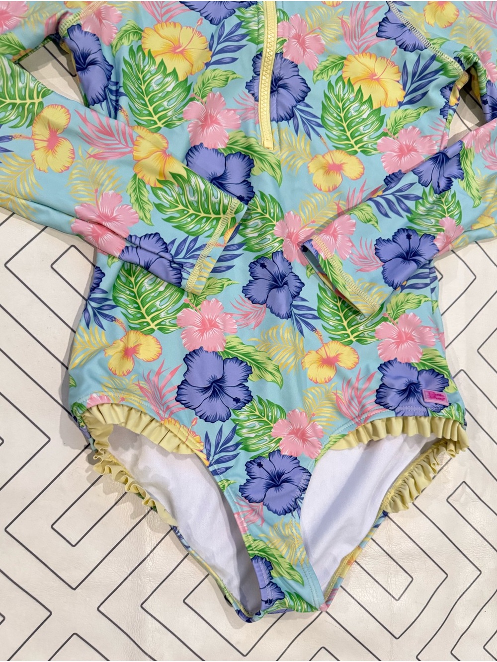 Ruffle Butts Floral Longsleeve Swimsuit - Picture 2 of 15